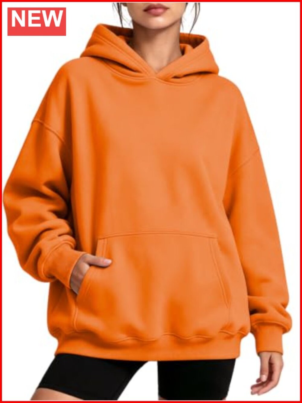 Oversized Fleece Hoodie - 50% Cotton Blend, Pullover Sweatshirt